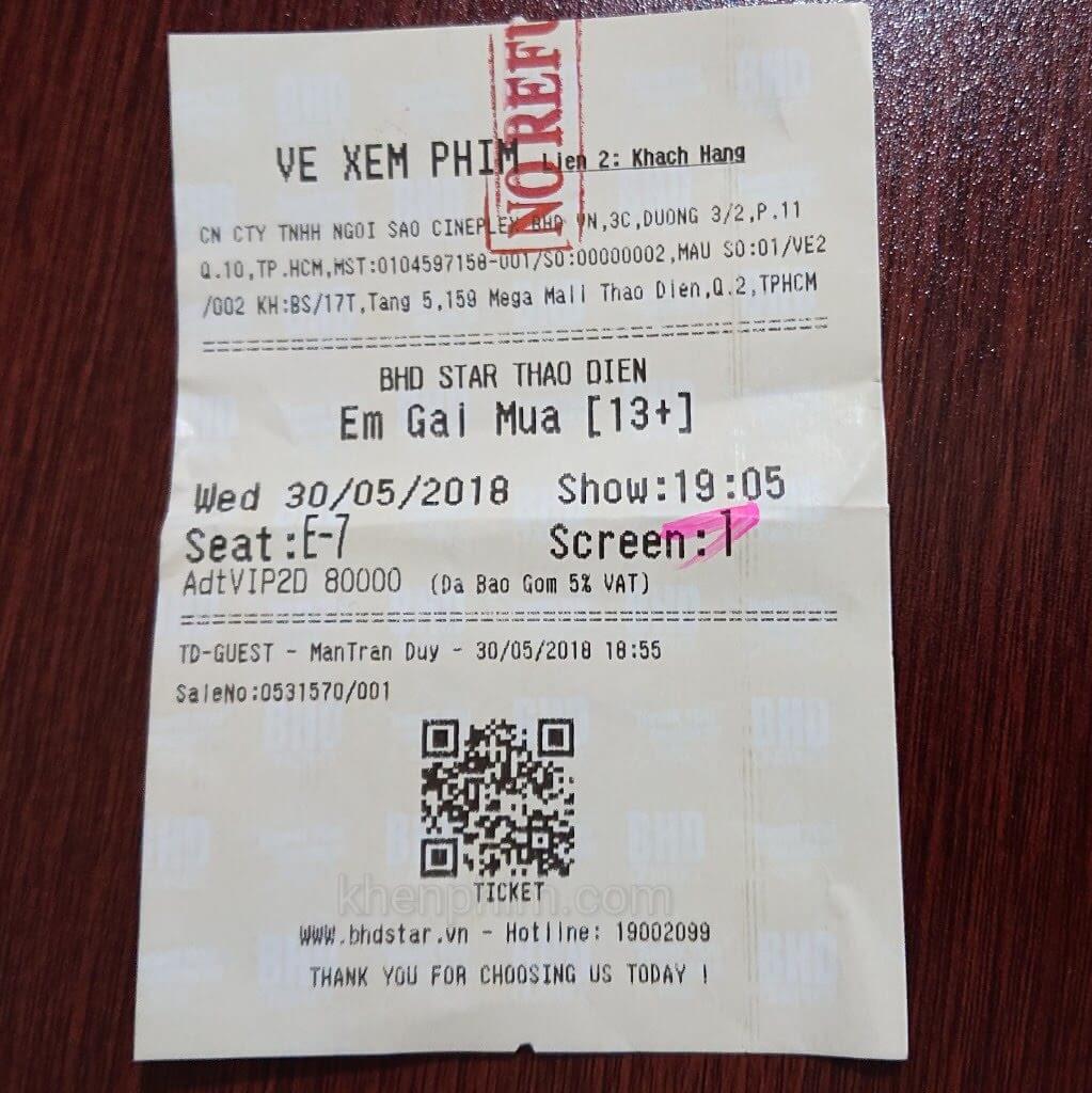 Vé xem phim Em Gái Mưa