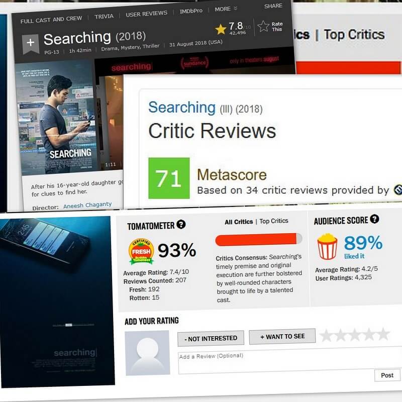 Điểm của phim Searching (Truy Tìm Tung Tích Ảo)
