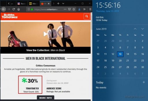 Điểm số trên Rotten Tomatoes của Men in Black