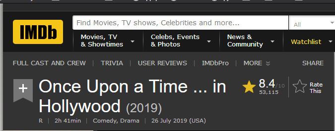 Once Upon a Time ... in Hollywood IMDb