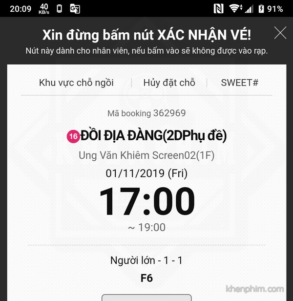 Vé xem phim Đồi Địa Đàng