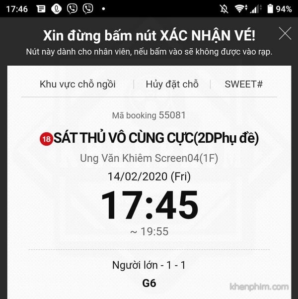 Vé xem phim Sát Thủ Vô Cùng Cực