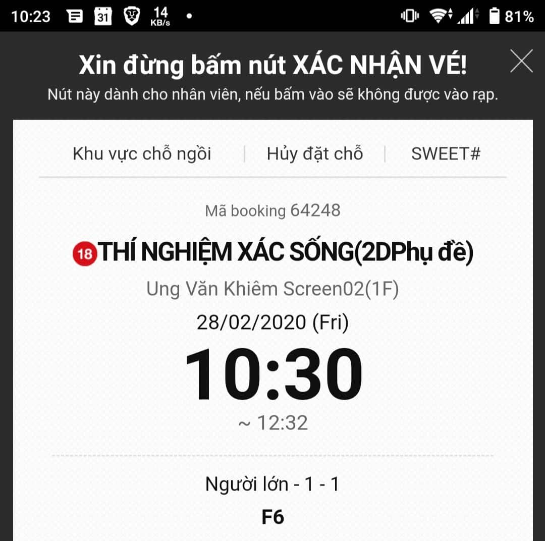 Vé xem phim Thí Nghiệm Xác Sống