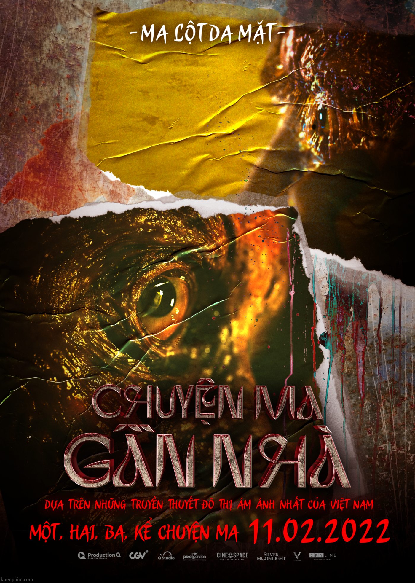 Poster ma lột da mặt trong phim Chuyện Ma Gần Nhà