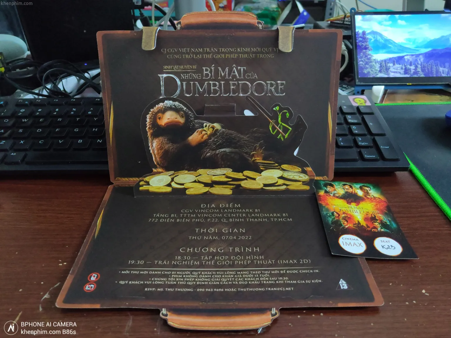 Vé mời tham gi sự kiện ra mắt phim Fantastic Beasts: The Secrets of Dumbledore