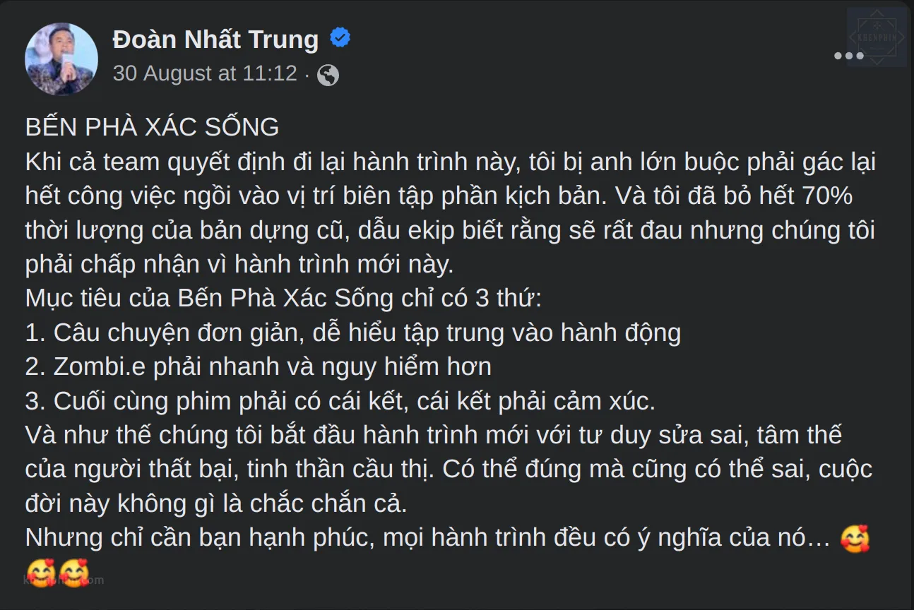 Đạo diễn Đoàn Nhất Trung chia sẻ thông tin bên lề về Bến Phà Xác Sống