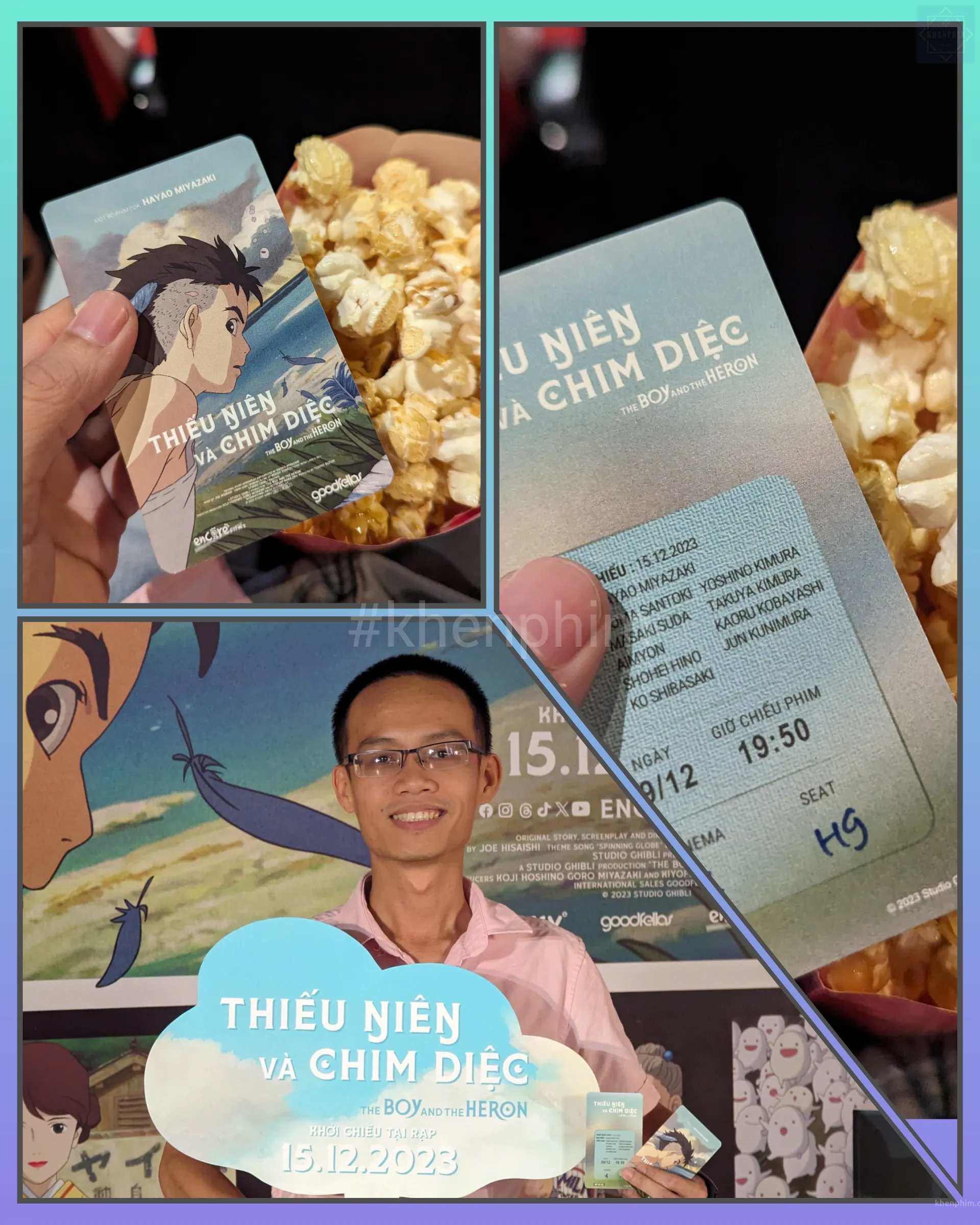 Vé xem phim và đồng thời cũng là card bo góc phim Thiếu Niên và Chim Diệc