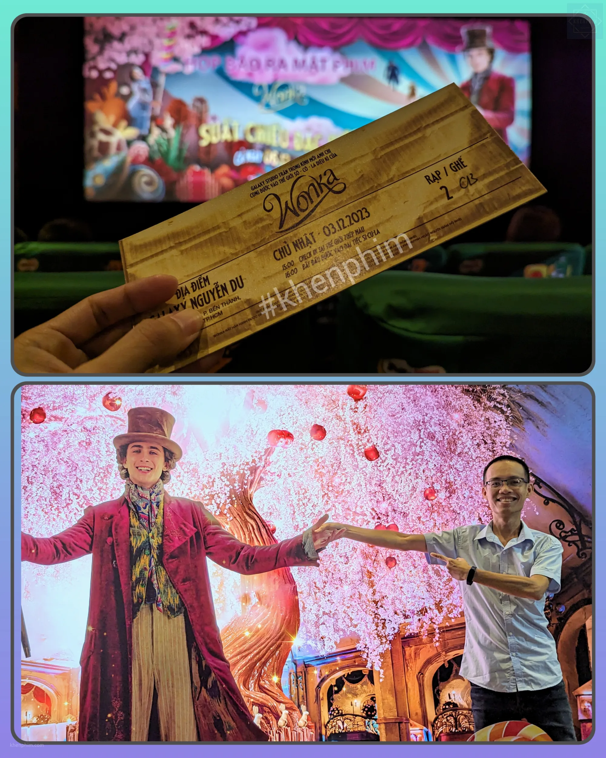 Vé xem suất họp báo phim Wonka vào xế ngày 03/12/2023