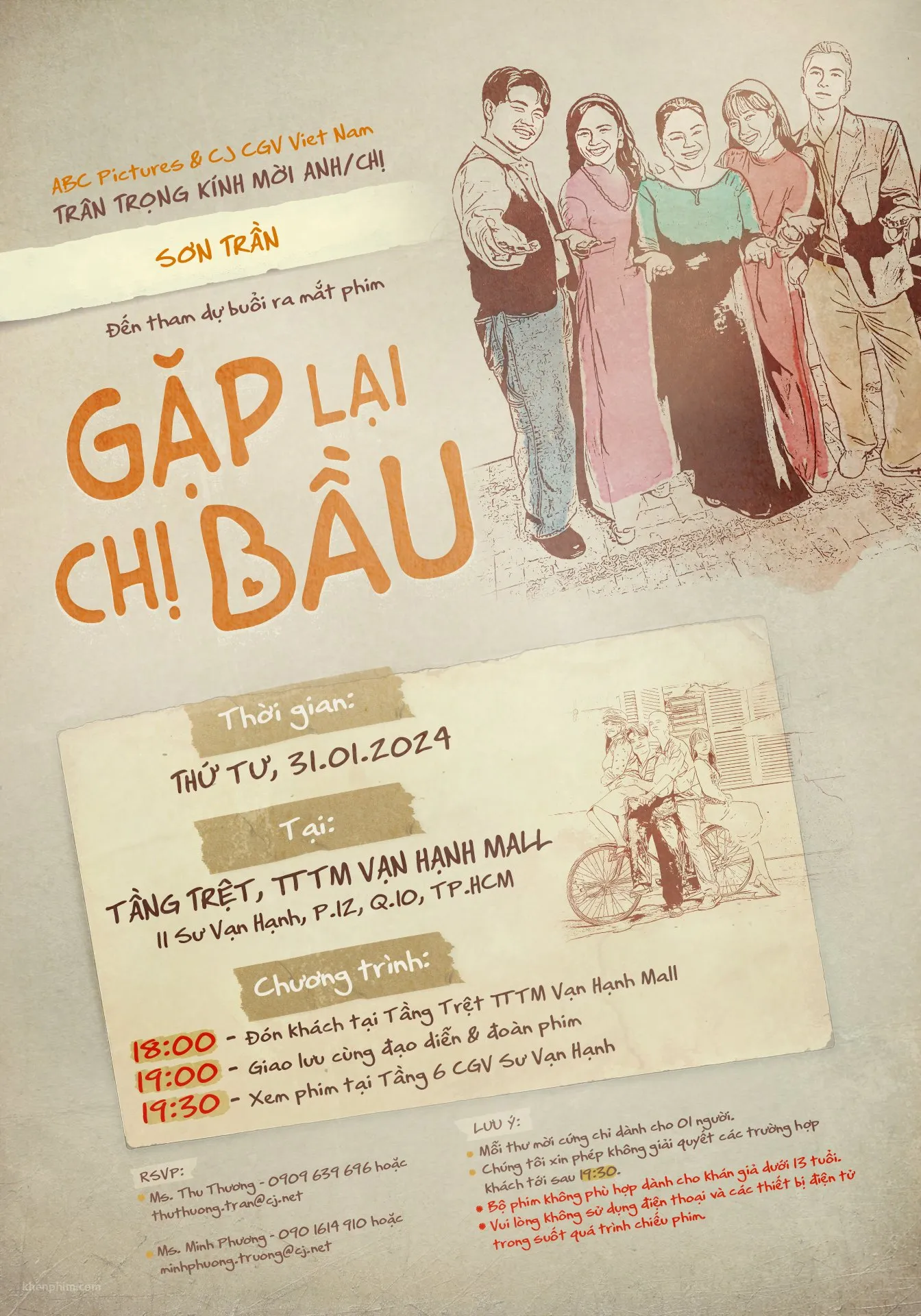 Thư mời họp báo phim Gặp Lại Chị Bầu