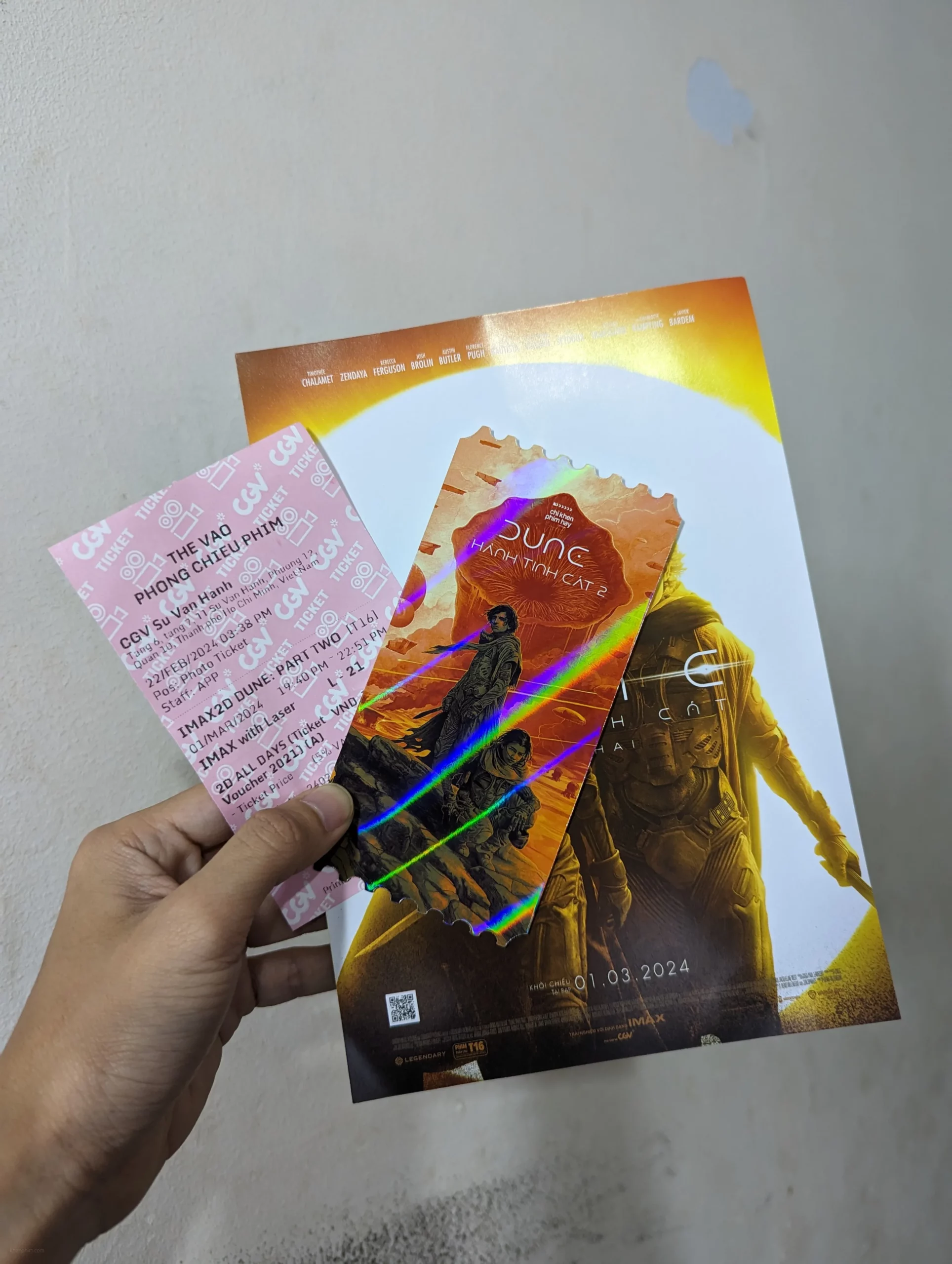 Vé lưu niệm do "Chỉ Khen Phim Hay" in và tặng - phim Dune: Part Two (Dune: Hành Tinh Cát - Phần 2) suất IMAX laser