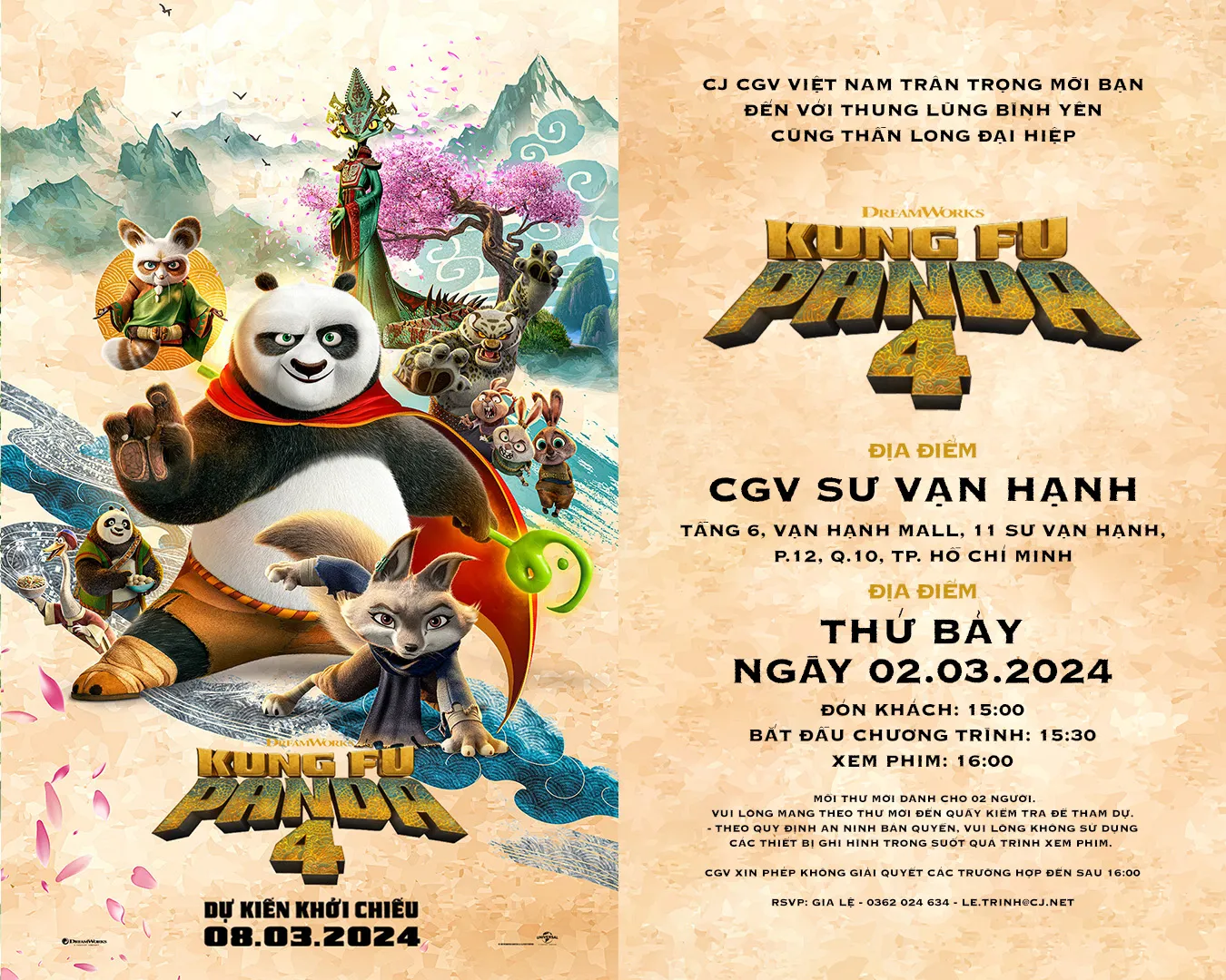 Thiệp mời tham gia họp báo phim Kung Fu Panda 4