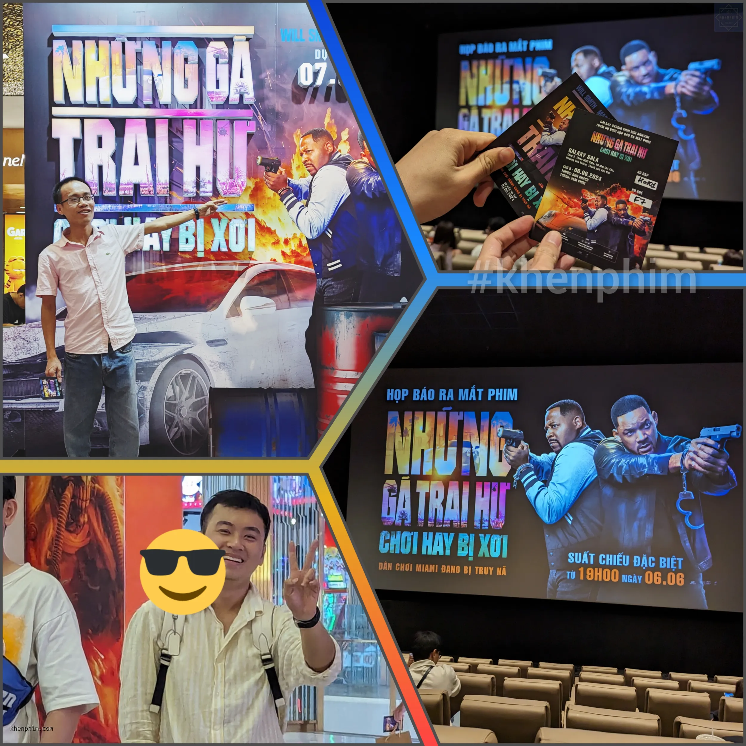 Admin Sơn Trần (áo hồng) và CTV Hoài Ân (IG: trhan___) tham gia sự kiến ra mắt phim Những Gã Trai Hư: Chơi Hay Bị Xơi