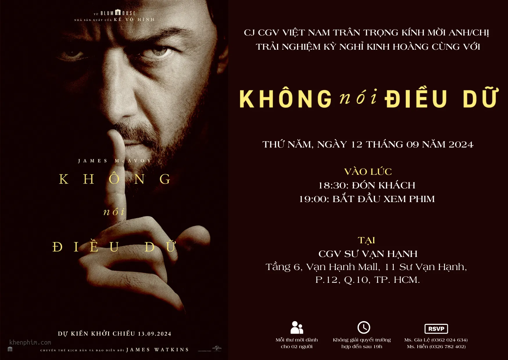 Thư mời tham gia họp báo phim Không Nói Điều Dữ