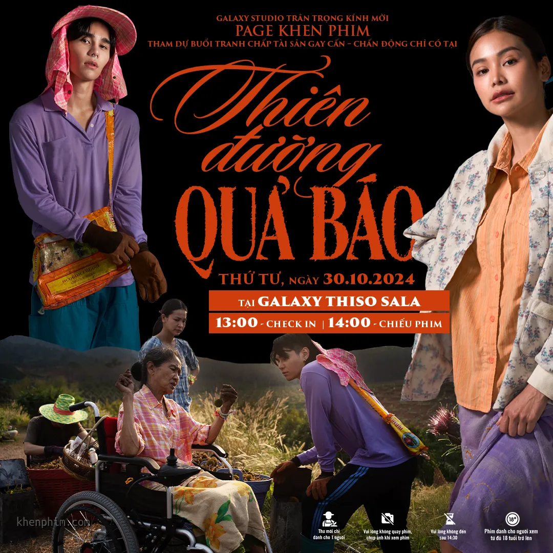 Thiệp mời page Khen Phim đến xem buổi chiếu sớm Thiên Đường Quả Báo
