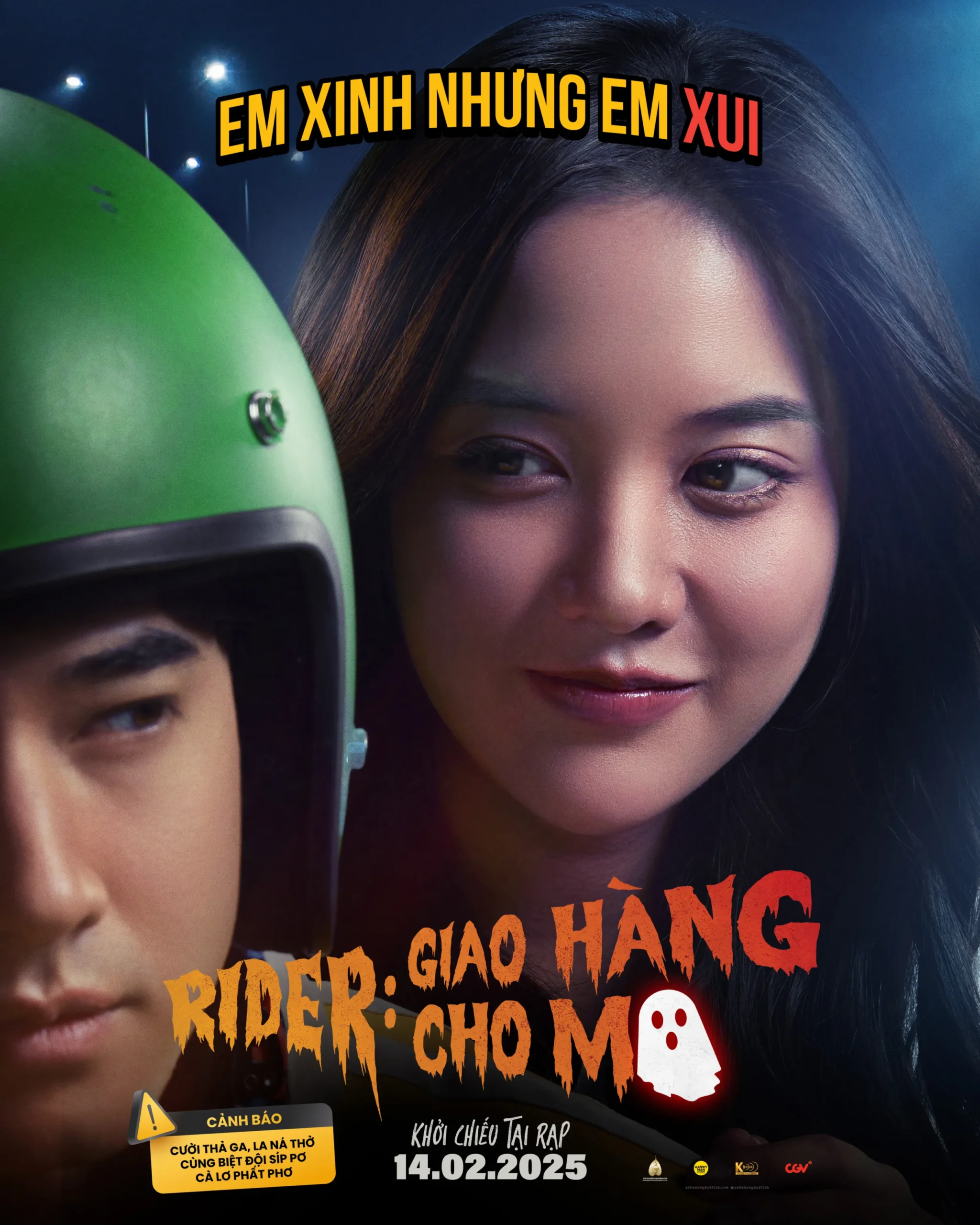 Poster phim "Rider: Giao Hàng Cho Ma" với Freen đóng cặp cùng Mario Maurer