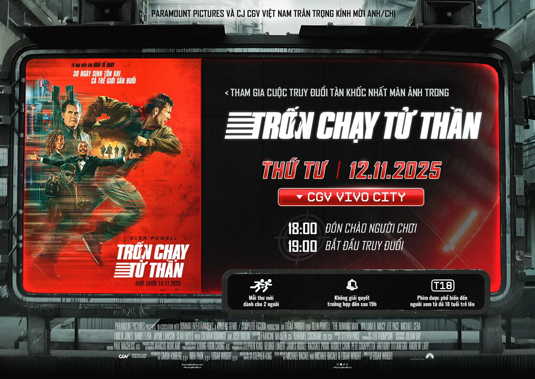 Thiệp mời họp báo phim The Running Man (Trốn Chạy Tử Thần)