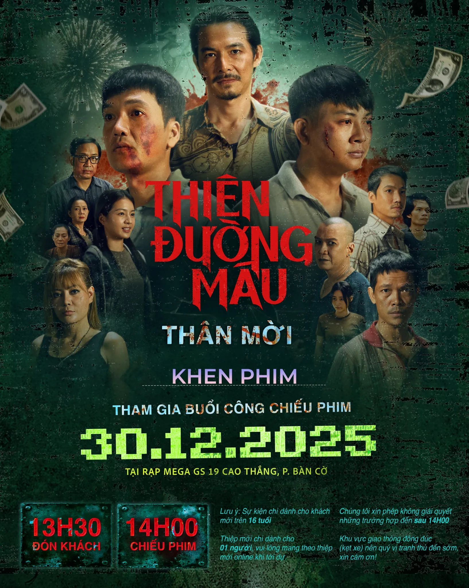 Thiệp mời tham gia họp báo phim Thiên Đường Máu