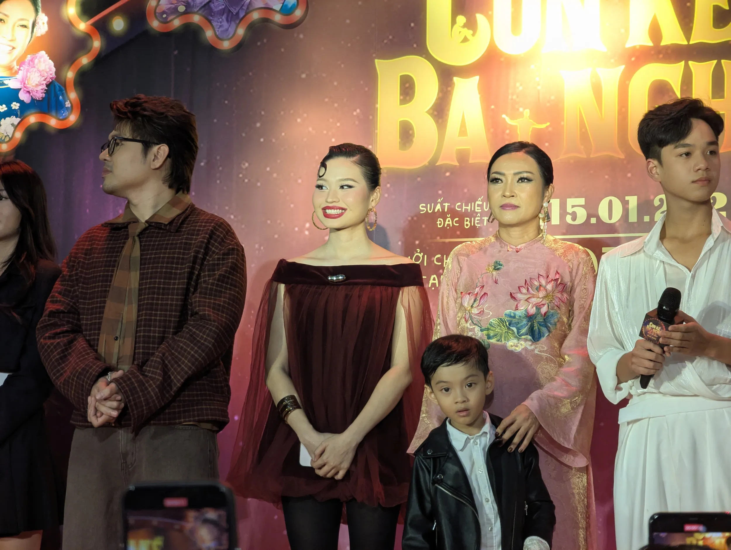 Quốc Khánh, Lê Lộc, Phương Thanh, Hạo Khang tại buổi họp báo ra mắt phim
