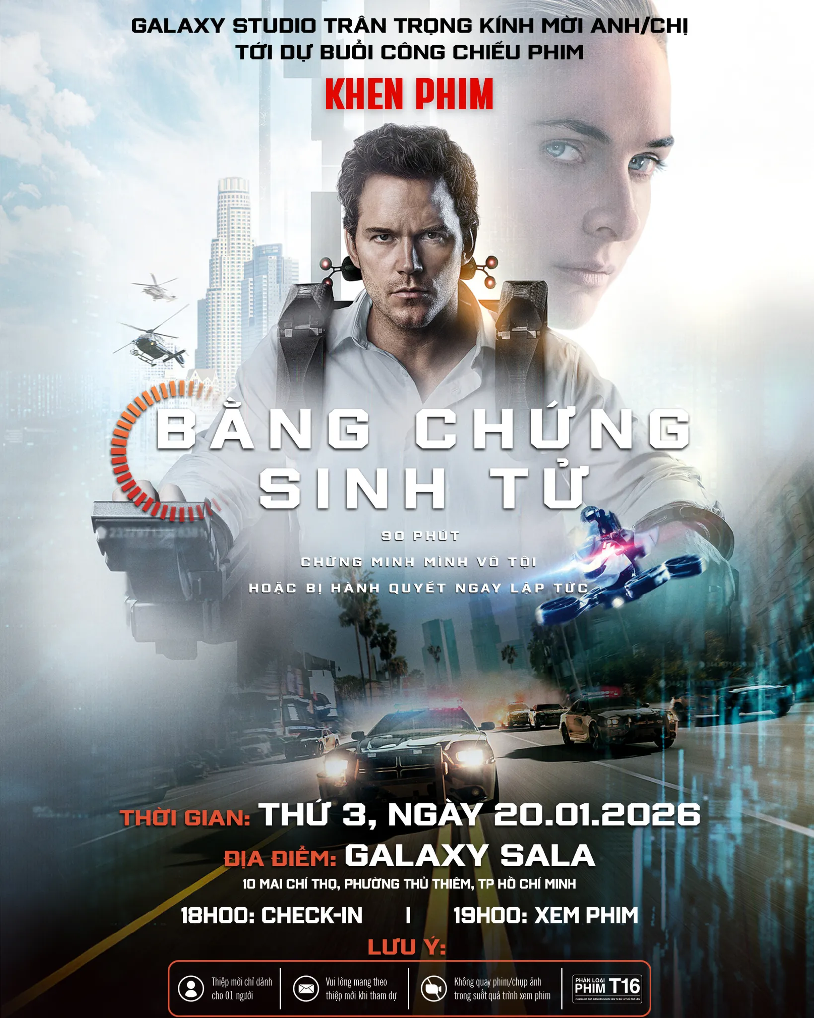 Thư mời tham gia buổi công chiếu phim Mercy (Bằng Chứng Sinh Tử)